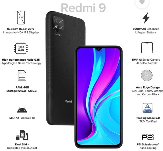 Redmi 9 ACTIVE ( RAM 4GB, 64GB, Carbon Black )